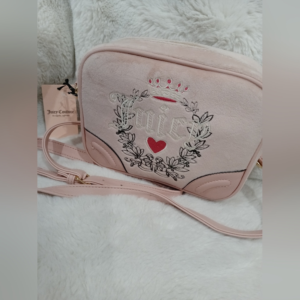 NWT Juicy Couture velour pink Diamond crossbody bag